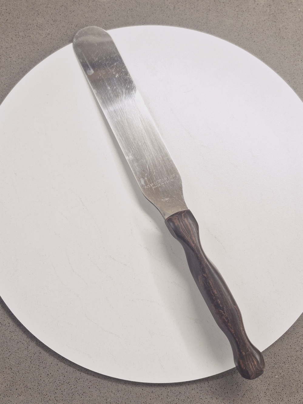 Vintage Offset Icing Spatula Cake Decorating Knife Ergonomic Wood Handle